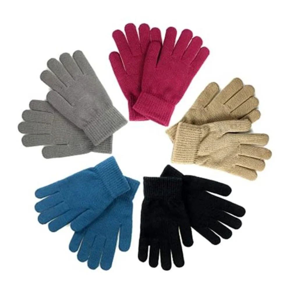 5 Pairs Women's Stretchy Knit Warm Gloves